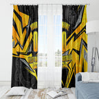Personalised Western Australia Oztag Swan Window Curtain Black Gold Geometric Swan Aboriginal