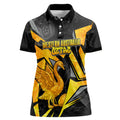 Personalised Western Australia Oztag Swan Women Polo Shirt Black Gold Geometric Swan Aboriginal