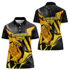 Personalised Western Australia Oztag Swan Women Polo Shirt Black Gold Geometric Swan Aboriginal