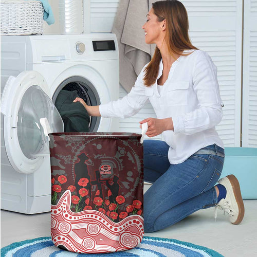 Gold Coast Suns ANZAC Day Laundry Basket Indigenous Dot Art with Poppy Flower Tribute