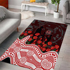 Gold Coast Suns ANZAC Day Area Rug Indigenous Dot Art with Poppy Flower Tribute
