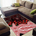 Gold Coast Suns ANZAC Day Area Rug Indigenous Dot Art with Poppy Flower Tribute