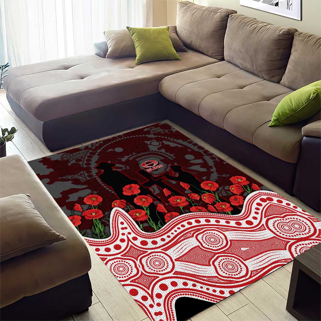 Gold Coast Suns ANZAC Day Area Rug Indigenous Dot Art with Poppy Flower Tribute