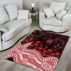 Gold Coast Suns ANZAC Day Area Rug Indigenous Dot Art with Poppy Flower Tribute