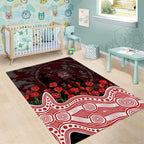 Gold Coast Suns ANZAC Day Area Rug Indigenous Dot Art with Poppy Flower Tribute