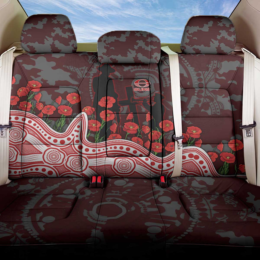 Gold Coast Suns ANZAC Day Back Car Seat Cover Indigenous Dot Art with Poppy Flower Tribute