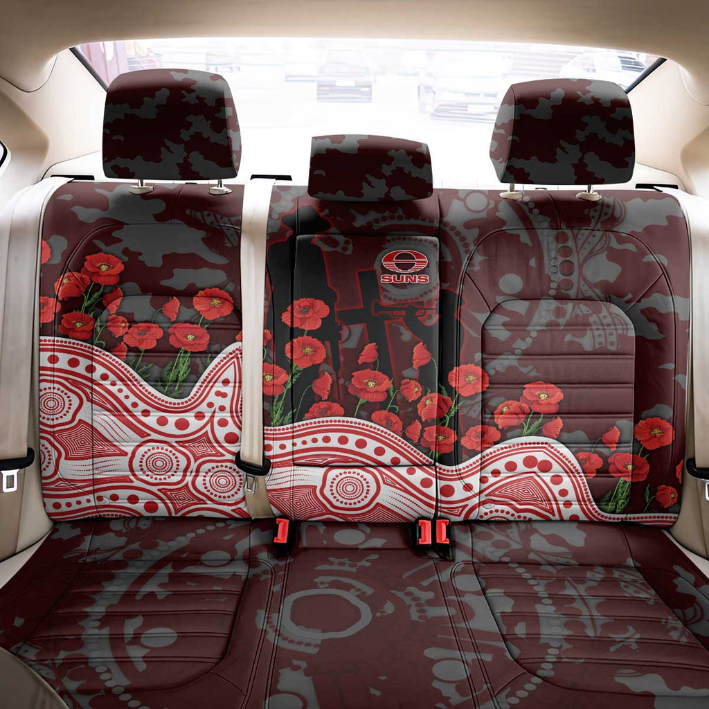 Gold Coast Suns ANZAC Day Back Car Seat Cover Indigenous Dot Art with Poppy Flower Tribute