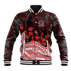 Gold Coast Suns ANZAC Day Baseball Jacket Indigenous Dot Art with Poppy Flower Tribute