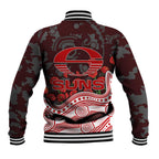 Gold Coast Suns ANZAC Day Baseball Jacket Indigenous Dot Art with Poppy Flower Tribute