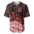 Gold Coast Suns ANZAC Day Baseball Jersey Indigenous Dot Art with Poppy Flower Tribute