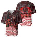 Gold Coast Suns ANZAC Day Baseball Jersey Indigenous Dot Art with Poppy Flower Tribute