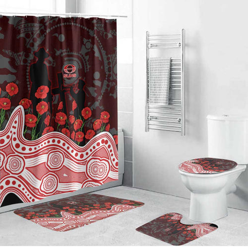 Gold Coast Suns ANZAC Day Bathroom Set Indigenous Dot Art with Poppy Flower Tribute