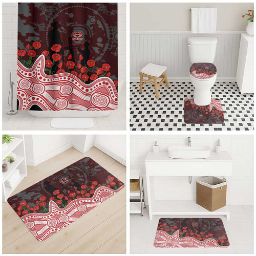 Gold Coast Suns ANZAC Day Bathroom Set Indigenous Dot Art with Poppy Flower Tribute