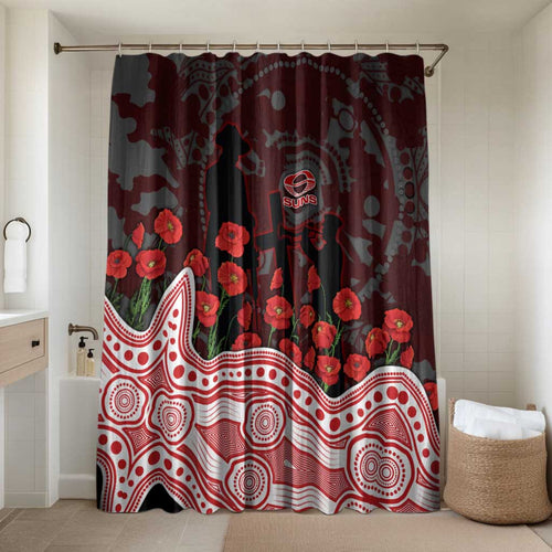 Gold Coast Suns ANZAC Day Bathroom Set Indigenous Dot Art with Poppy Flower Tribute