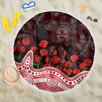 Gold Coast Suns ANZAC Day Beach Blanket Indigenous Dot Art with Poppy Flower Tribute