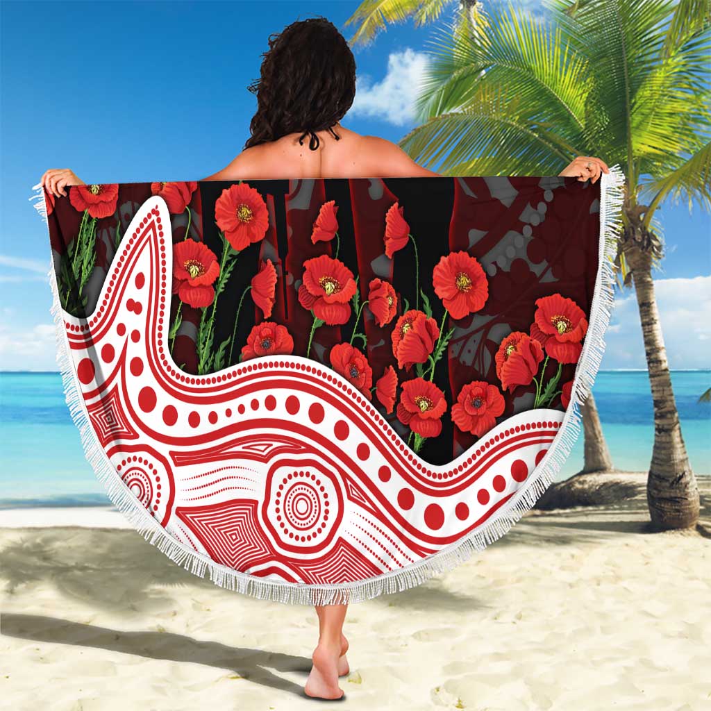 Gold Coast Suns ANZAC Day Beach Blanket Indigenous Dot Art with Poppy Flower Tribute