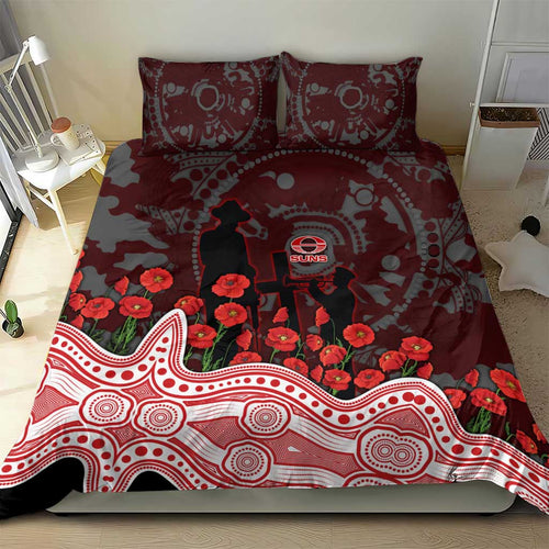 Gold Coast Suns ANZAC Day Bedding Set Indigenous Dot Art with Poppy Flower Tribute