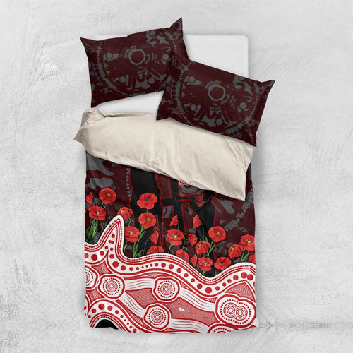 Gold Coast Suns ANZAC Day Bedding Set Indigenous Dot Art with Poppy Flower Tribute