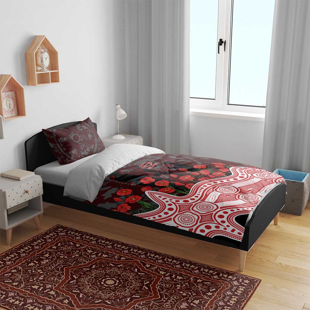 Gold Coast Suns ANZAC Day Bedding Set Indigenous Dot Art with Poppy Flower Tribute