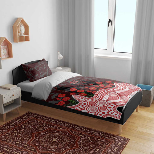 Gold Coast Suns ANZAC Day Bedding Set Indigenous Dot Art with Poppy Flower Tribute