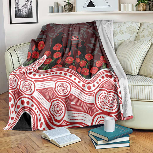 Gold Coast Suns ANZAC Day Blanket Indigenous Dot Art with Poppy Flower Tribute