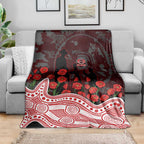 Gold Coast Suns ANZAC Day Blanket Indigenous Dot Art with Poppy Flower Tribute