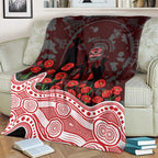 Gold Coast Suns ANZAC Day Blanket Indigenous Dot Art with Poppy Flower Tribute