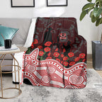 Gold Coast Suns ANZAC Day Blanket Indigenous Dot Art with Poppy Flower Tribute
