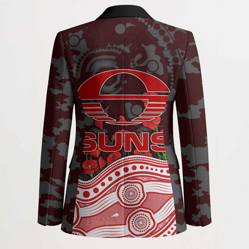 Gold Coast Suns ANZAC Day Blazer Indigenous Dot Art with Poppy Flower Tribute
