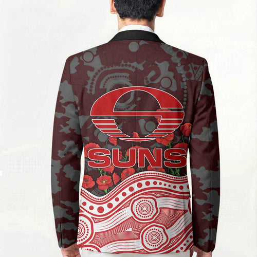 Gold Coast Suns ANZAC Day Blazer Indigenous Dot Art with Poppy Flower Tribute