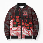 Gold Coast Suns ANZAC Day Bomber Puffer Jacket Indigenous Dot Art with Poppy Flower Tribute