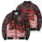 Gold Coast Suns ANZAC Day Bomber Puffer Jacket Indigenous Dot Art with Poppy Flower Tribute