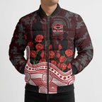 Gold Coast Suns ANZAC Day Bomber Puffer Jacket Indigenous Dot Art with Poppy Flower Tribute