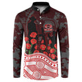 Gold Coast Suns ANZAC Day Button Sweatshirt Indigenous Dot Art with Poppy Flower Tribute