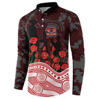 Gold Coast Suns ANZAC Day Button Sweatshirt Indigenous Dot Art with Poppy Flower Tribute