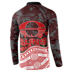 Gold Coast Suns ANZAC Day Button Sweatshirt Indigenous Dot Art with Poppy Flower Tribute