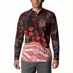 Gold Coast Suns ANZAC Day Button Sweatshirt Indigenous Dot Art with Poppy Flower Tribute