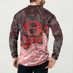 Gold Coast Suns ANZAC Day Button Sweatshirt Indigenous Dot Art with Poppy Flower Tribute