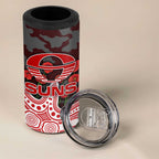 Gold Coast Suns ANZAC Day 4 in 1 Can Cooler Tumbler Indigenous Dot Art with Poppy Flower Tribute