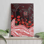 Gold Coast Suns ANZAC Day Canvas Wall Art Indigenous Dot Art with Poppy Flower Tribute