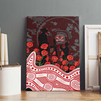 Gold Coast Suns ANZAC Day Canvas Wall Art Indigenous Dot Art with Poppy Flower Tribute