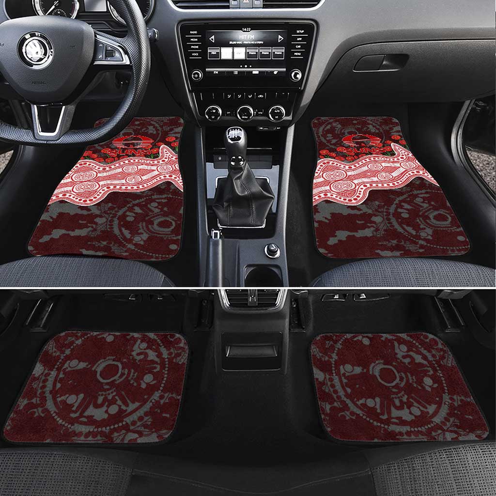 Gold Coast Suns ANZAC Day Car Mats Indigenous Dot Art with Poppy Flower Tribute