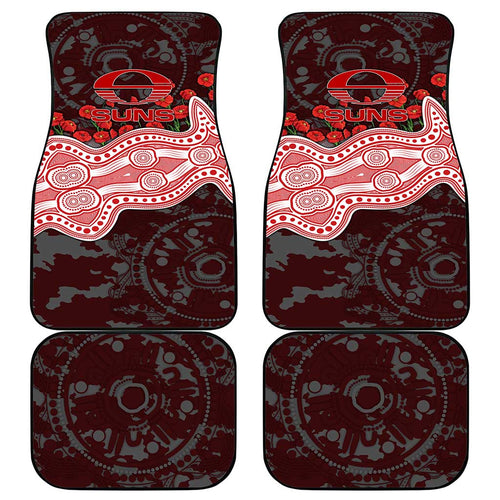 Gold Coast Suns ANZAC Day Car Mats Indigenous Dot Art with Poppy Flower Tribute