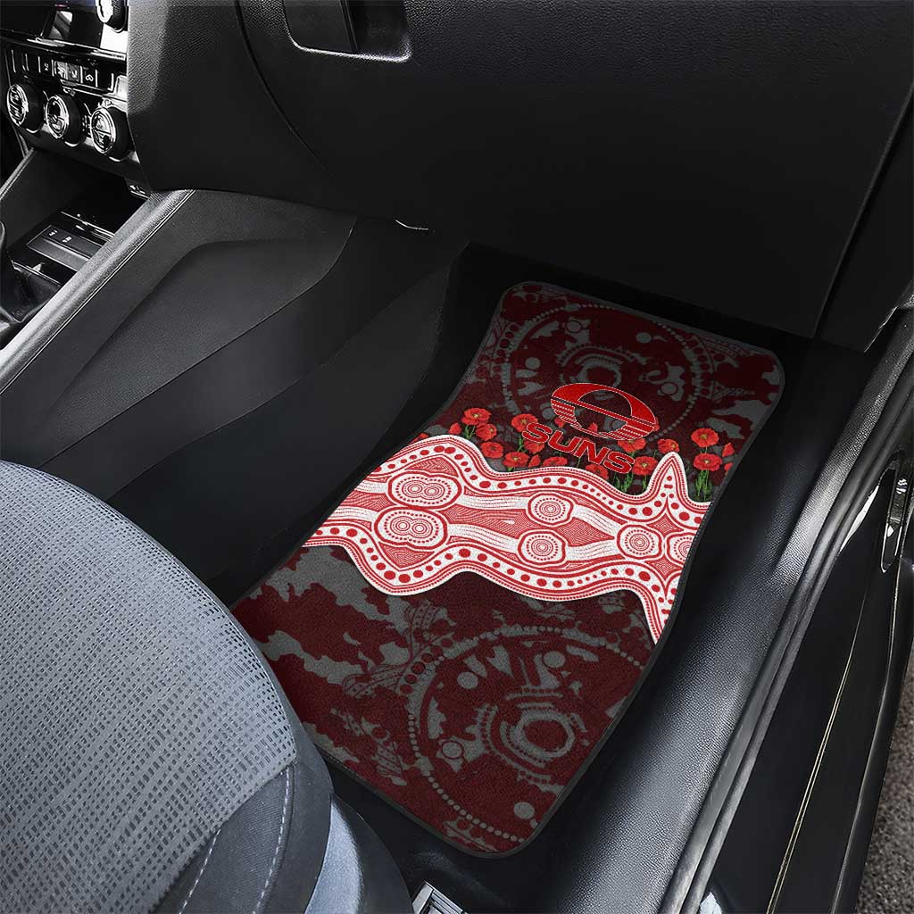 Gold Coast Suns ANZAC Day Car Mats Indigenous Dot Art with Poppy Flower Tribute