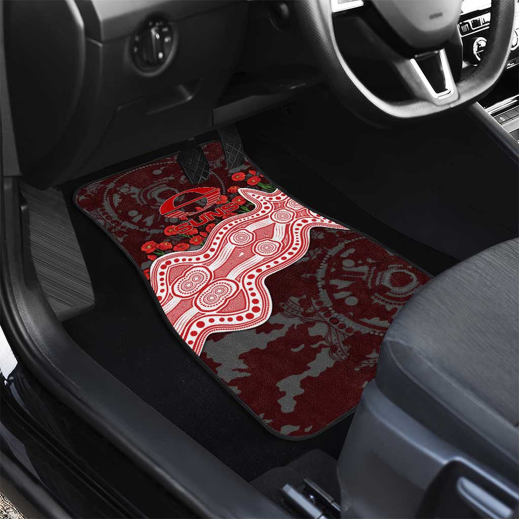 Gold Coast Suns ANZAC Day Car Mats Indigenous Dot Art with Poppy Flower Tribute
