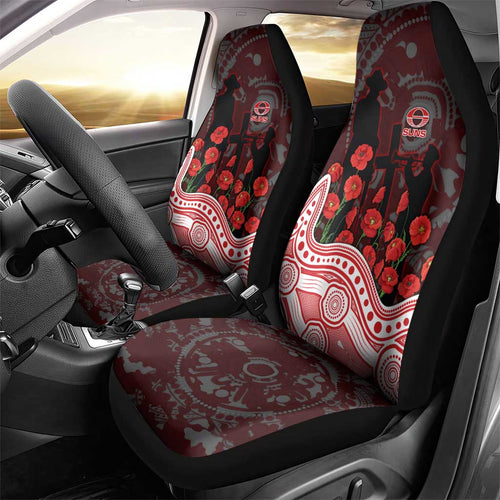 Gold Coast Suns ANZAC Day Car Seat Cover Indigenous Dot Art with Poppy Flower Tribute