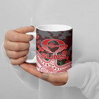 Gold Coast Suns ANZAC Day Ceramic Mug Indigenous Dot Art with Poppy Flower Tribute
