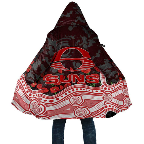 Gold Coast Suns ANZAC Day Cloak Indigenous Dot Art with Poppy Flower Tribute