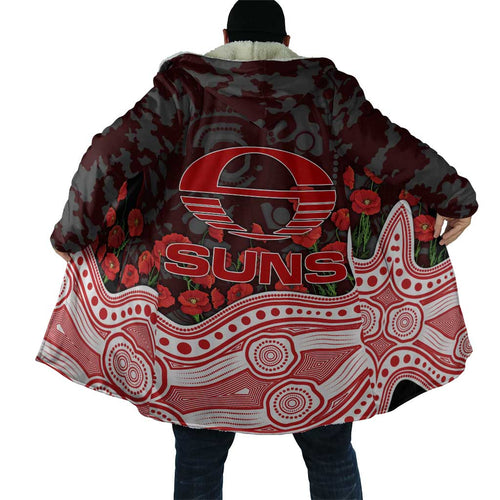 Gold Coast Suns ANZAC Day Cloak Indigenous Dot Art with Poppy Flower Tribute