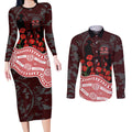 Gold Coast Suns ANZAC Day Couples Matching Long Sleeve Bodycon Dress and Long Sleeve Button Shirt Indigenous Dot Art with Poppy Flower Tribute